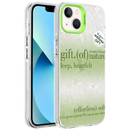 Apple iPhone 14 Kılıf Mermer Desenli Zore Marbello Kapak-Yeşil