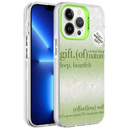 iPhone 13 Pro Uyumlu Mermer Desenli Zore Marbello Kapak-Yeşil