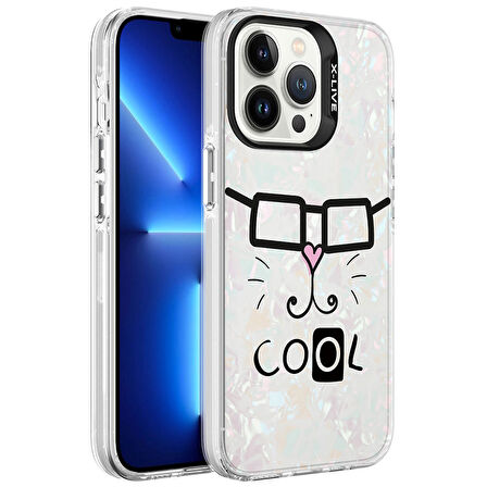 iPhone 13 Pro Max Uyumlu Mermer Desenli Zore Marbello Kılıf-Beyaz