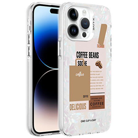 iPhone 14 Pro Max Uyumlu Mermer Desenli Zore Marbello Kapak-Kahverengi