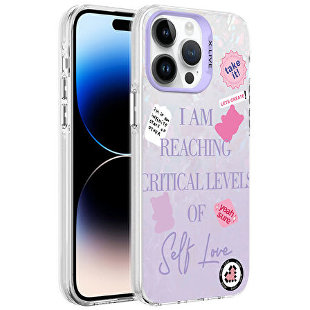 iPhone 14 Pro Max Uyumlu Mermer Desenli Zore Marbello Kılıf-Mor