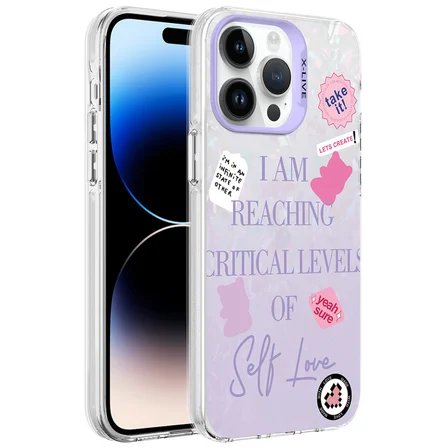 iPhone 14 Pro Max Uyumlu Mermer Desenli Zore Marbello Kılıf-Mor