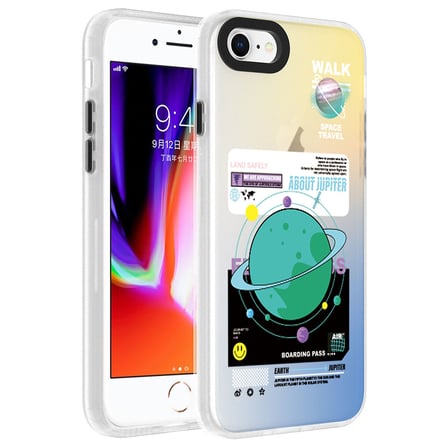 iPhone SE 2022 Uyumlu Desenli NRTK Dragon Sert Kılıf-Gezegen
