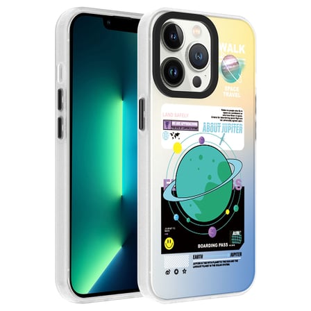 iPhone 13 Pro Uyumlu Desenli NRTK Dragon Sert Kılıf-Gezegen