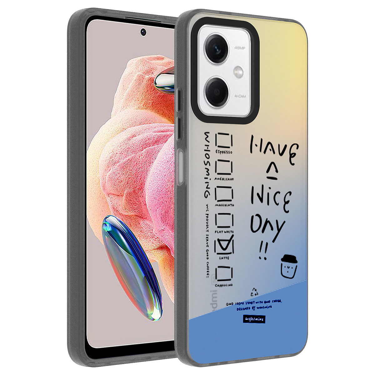 Xiaomi Redmi Note 12 4G Kılıf Vibe Desenli Kamera Yükseltili Mat Parmak İzi Tutmayan Silikon Alan Tech