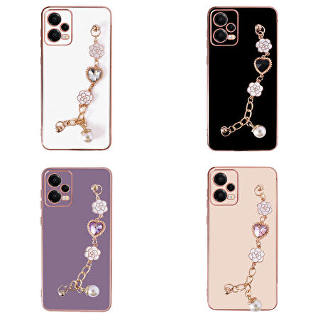 Xiaomi Redmi Note 12 4G Kılıf El Tutamaçlı Kamera Korumalı Zore Taka Silikon Kapak-Pembe