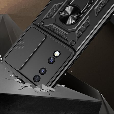 Honor 70 Uyumlu Kılıf Magnetik Standlı Kamera Korumalı MKST Sürgülü Vega Kapak-Mavi