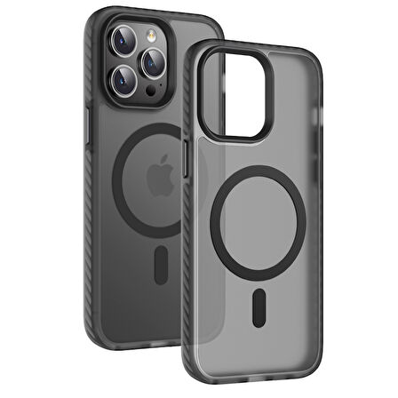 iPhone 14 Pro Max Uyumlu Mat Arka Yüzey Wireless Şarj Özellikli Zore Locik Kılıf-Derin Mor