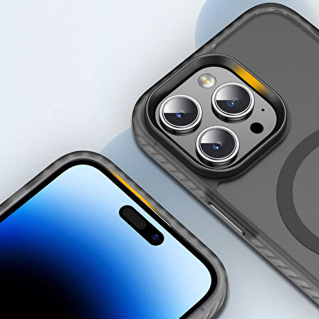 iPhone 14 Pro Max Uyumlu Mat Arka Yüzey Wireless Şarj Özellikli Zore Locik Kılıf-Derin Mor