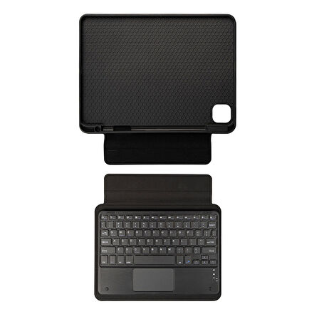 iPad Pro 12.9 2020 (4.Nesil)  Uyumlu ​MKST Border Keyboard Bluetooh Bağlantılı Standlı Klavyeli Tablet