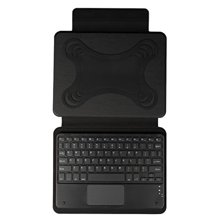 Uyumlu ​İNC Border Keyboard 10-11" inç Universal Bluetooh Bağlantılı Standlı Klavyeli Tablet Kılıfı-Siyah