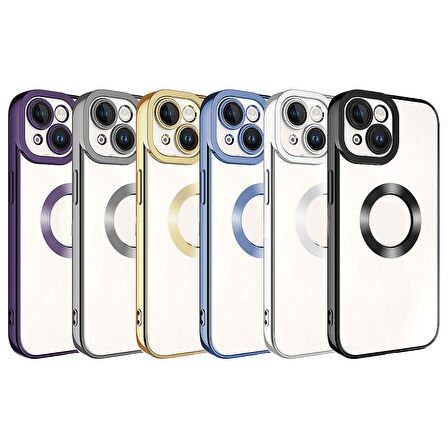 iPhone 15 Uyumlu Kamera Korumalı Logo Gösteren Zore Omega Kılıf-Siyah