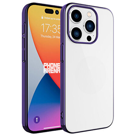 iPhone 15 Pro Uyumlu Sert PC Renkli Çerçeveli Zore Riksos Kılıf-Derin Mor