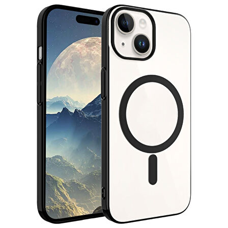 iPhone 15 Plus Uyumlu Zore Wireless Şarj Özellikli Pixel Magsafe Kılıf-Siyah