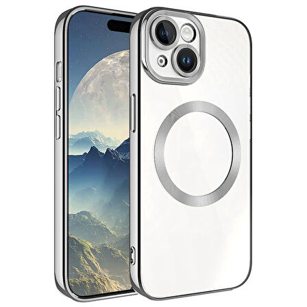 Apple iPhone 15 Kılıf Magsafe Wireless Şarj Özellikli Zore Setro Silikon-Koyu Gri