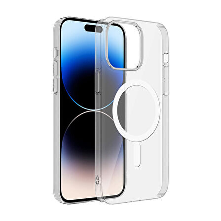 iPhone 15 Plus Uyumlu Ensueno Magsafe Şarj Özellikli Şeffaf Tek Kamera Çerçeveli Porto Kapak-Renk