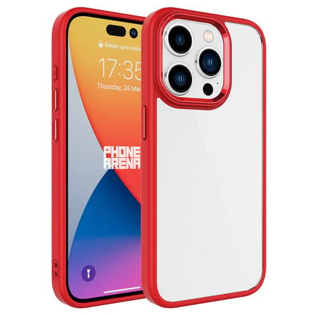 iPhone 15 Pro Uyumlu Zore Krom Kılıf-Kırmızı