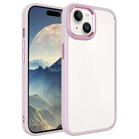 iPhone 15 Plus Uyumlu Zore Krom Kılıf-Pembe Açık