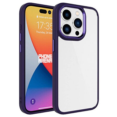 iPhone 15 Pro Max Uyumlu Zore Krom Kapak-Derin Mor