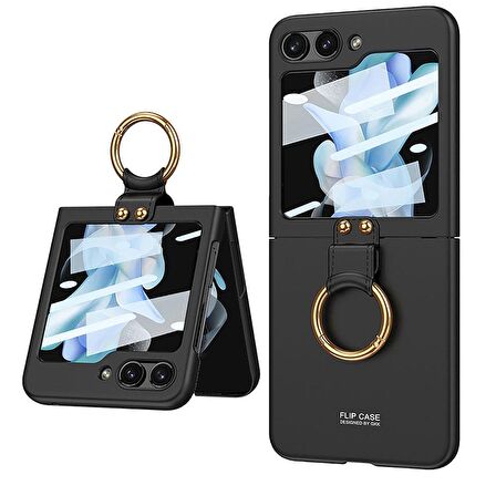 Galaxy Z Flip 5 Kılıf Kıpta Yüzüklü Flip Sert Kapak