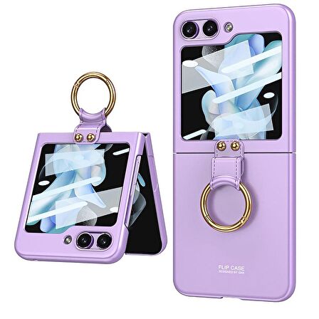 Galaxy Z Flip 5 Kılıf Kıpta Yüzüklü Flip Sert Kapak