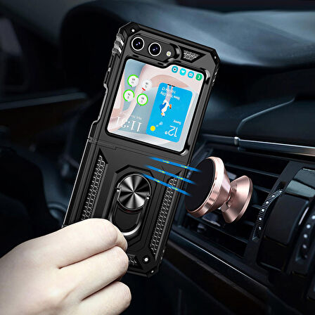 Galaxy Z Flip 5 Uyumlu Ensueno Vega Kapak-Siyah