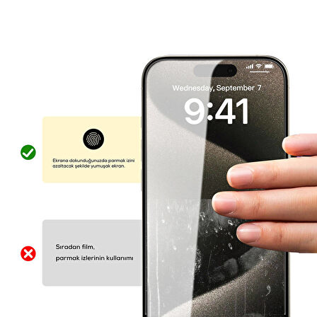 iPhone 15 Pro Uyumlu Zore Rika Premium Privacy Temperli Cam Ekran Koruyucu