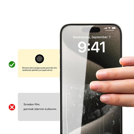 iPhone 15 Pro Max Uyumlu MKST Rika Premium Privacy Temperli Cam Ekran Koruyucu