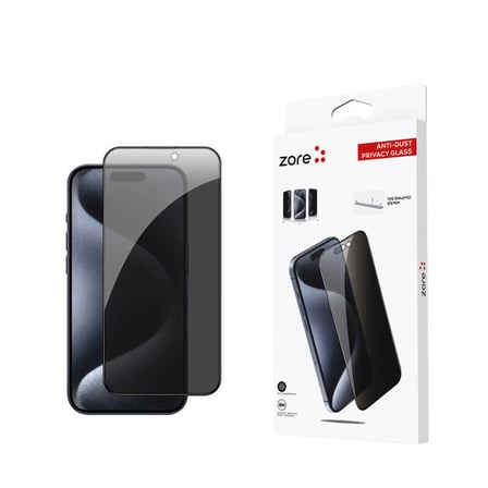 Lexroo iPhone 15 Pro Anti-Dust Privacy Temperli Ekran Koruyucu - Siyah