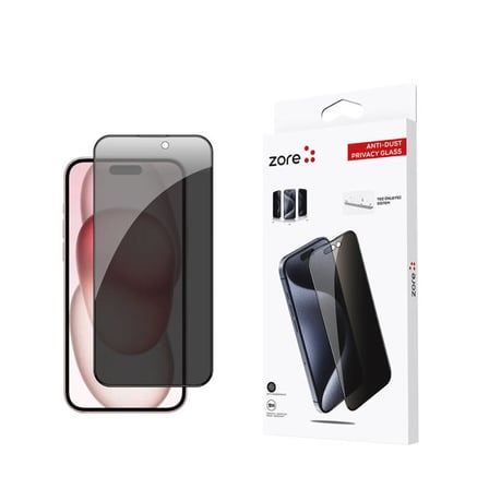 Lexroo iPhone 15 Plus Anti-Dust Privacy Temperli Ekran Koruyucu - Siyah