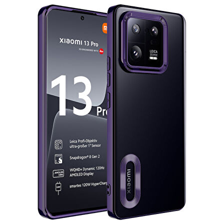 Xiaomi Mi 13 Pro Kılıf Kamera Korumalı Logo Gösteren Zore Omega Kapak-Derin Mor