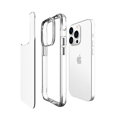 iPhone 14 Pro Max Uyumlu Zore Şeffaf Ultra İnce AirBag Tasarımlı Okka Kılıf-Renksiz