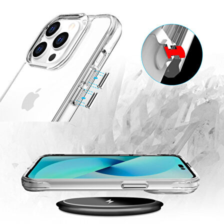iPhone 14 Pro Uyumlu Zore Şeffaf Ultra İnce Airbag Tasarımlı Okka Kapak-Renksiz