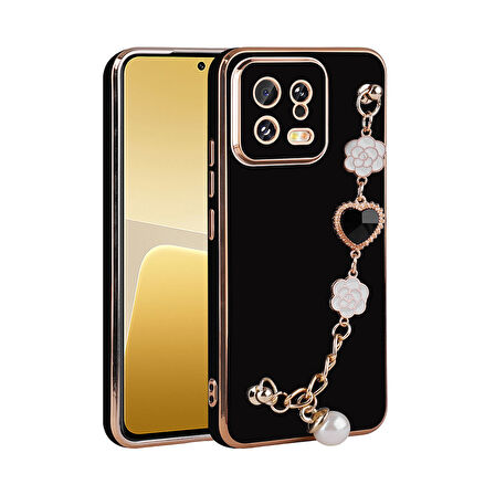 Xiaomi Mi 13 Kılıf El Tutamaçlı Kamera Korumalı Zore Taka Silikon Kapak-Siyah