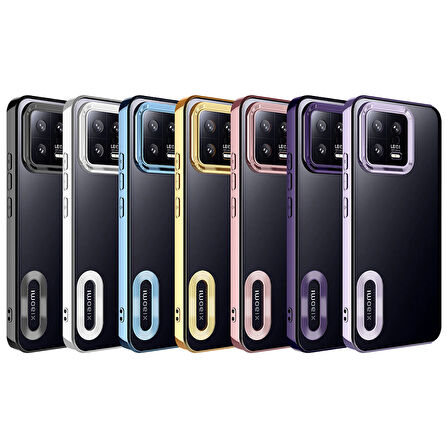 Xiaomi Mi 13 Kılıf Kamera Korumalı Logo Gösteren Zore Omega Kapak-Siyah