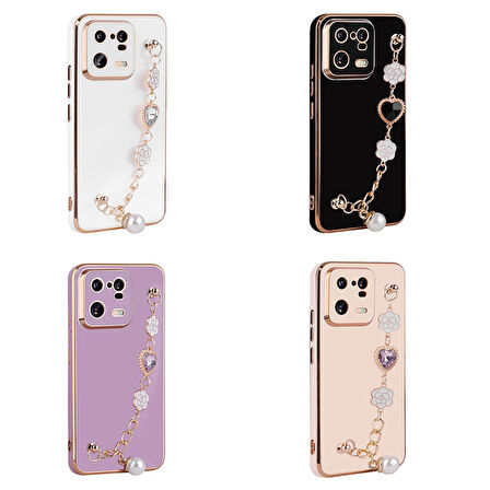 Xiaomi Mi 13 Pro Kılıf El Tutamaçlı Kamera Korumalı Zore Taka Silikon Kapak-Mor