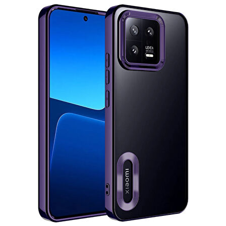 Xiaomi Mi 13 Kılıf Kamera Korumalı Logo Gösteren Zore Omega Kapak-Derin Mor