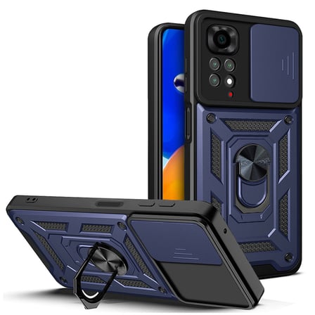 Xiaomi Redmi Note 11S Global Kılıf Sürgülü Kamera Koruyucu Manyetik Standlı Tank Koruma Novatech