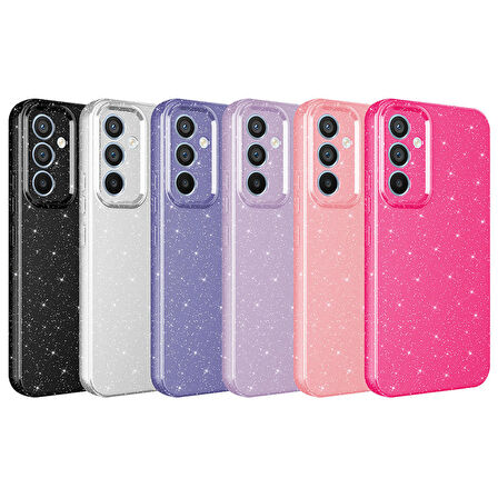 Galaxy A14 Uyumlu Kamera Korumalı Simli Lüks Zore Koton Kapak-Pembe