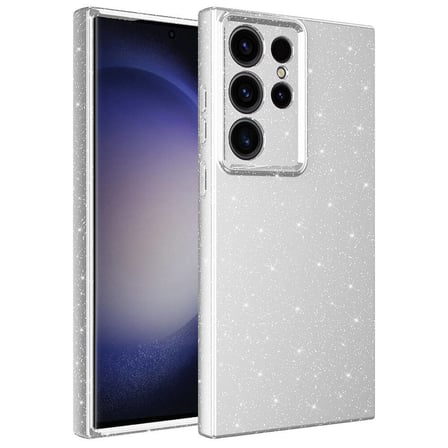 Galaxy S23 Ultra Kılıf Kamera Korumalı Simli Silikon Üstün Koruma BUTAM