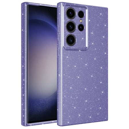 Galaxy S23 Ultra Uyumlu Kamera Korumalı Simli Lüks NRTK Koton Kılıf-Mor