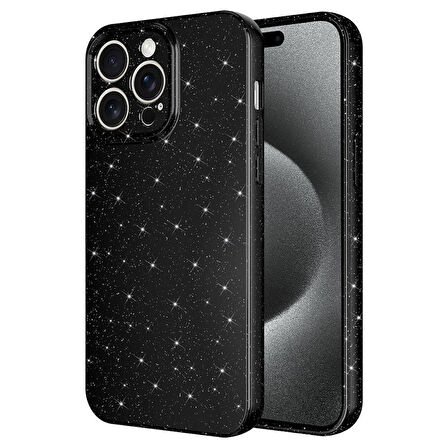  iPhone 15 Pro Kılıf Kamera Korumalı Simli Lüks Koton Kapak