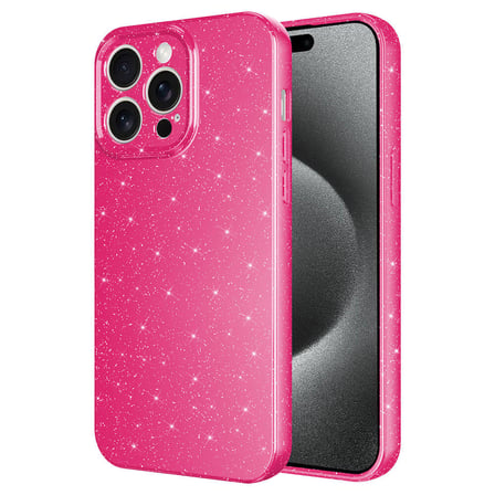iPhone 15 Pro Uyumlu Kamera Korumalı Simli Lüks NRTK Koton Kılıf-Pembe Koyu