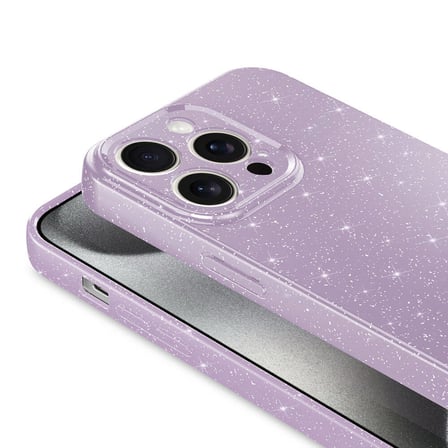 iPhone 15 Pro Max Uyumlu Kamera Korumalı Simli Lüks Zore Koton Kılıf-Lila
