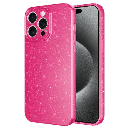 iPhone 15 Pro Max Uyumlu Kamera Korumalı Simli Lüks Zore Koton Kılıf-Pembe Koyu