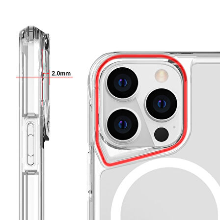 iPhone 15 Pro Max Uyumlu Zore Magsafe Şarj Özellikli T-Max Magsafe Kılıf-Renksiz