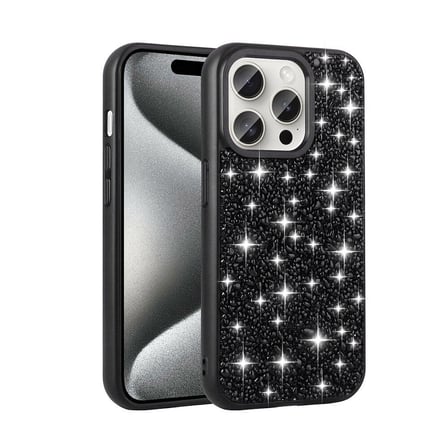 iPhone 15 Pro Uyumlu Parlak Taşlı Tasarım Zore Linea Kılıf-Siyah