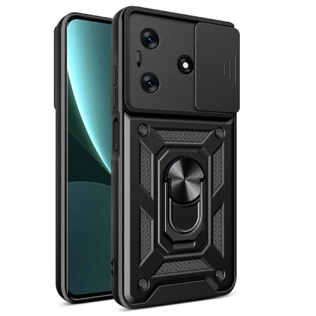Tecno Spark 10C Kılıf Sürgülü Kamera Koruyucu Manyetik Standlı Tank Koruma Novatech