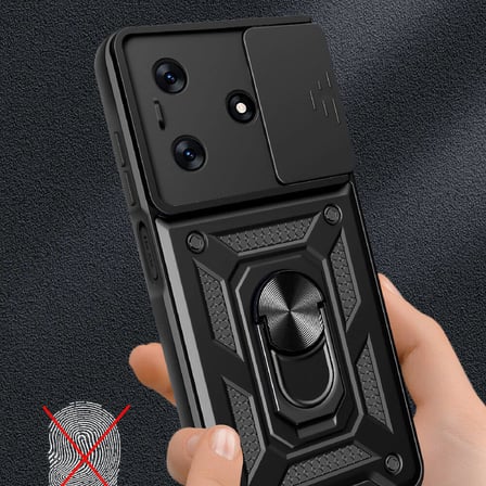 Tecno Spark 10C Kılıf Sürgülü Kamera Koruyucu Manyetik Standlı Tank Koruma Novatech
