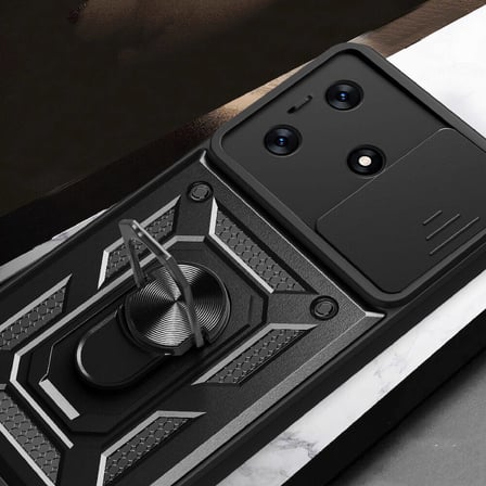 Tecno Spark 10C Kılıf Sürgülü Kamera Koruyucu Manyetik Standlı Tank Koruma Novatech